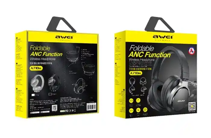 Awei A710BL Wireless Bluetooth Gaming Headphones ANC Bluetooth 5.0 Music Headset Over the Ear Type c ports Headphone With Mic Foldable Design HD call HIFI Bass Stereo Sound Wireless Headsets With Micr